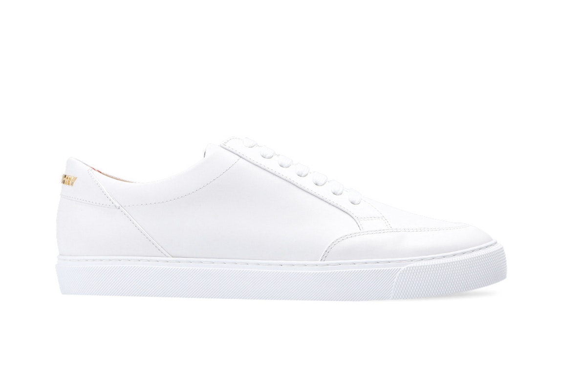 Pre-owned Burberry Logo Detail Leather Sneakers Optic White (women's)