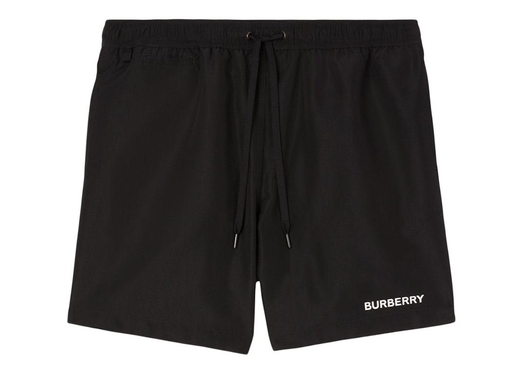 Pre-owned Burberry Logo Detail Swim Shorts Black/white