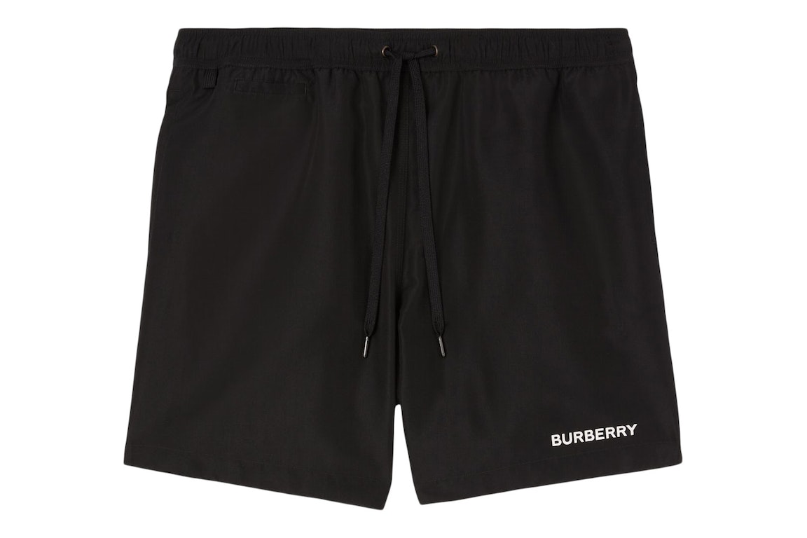 Pre-owned Burberry Logo Detail Swim Shorts Black/white