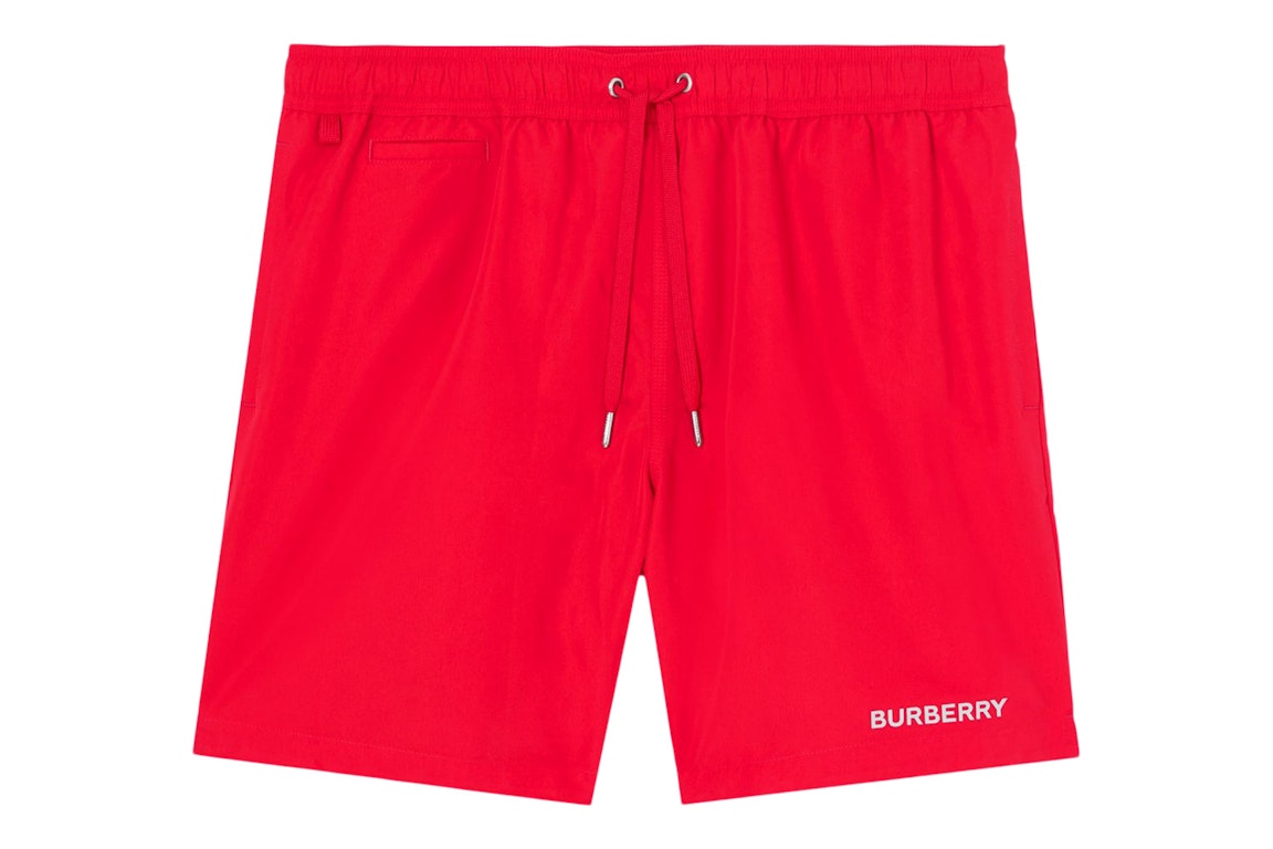 Pre-owned Burberry Logo Detail Swim Shorts Bright Red/white