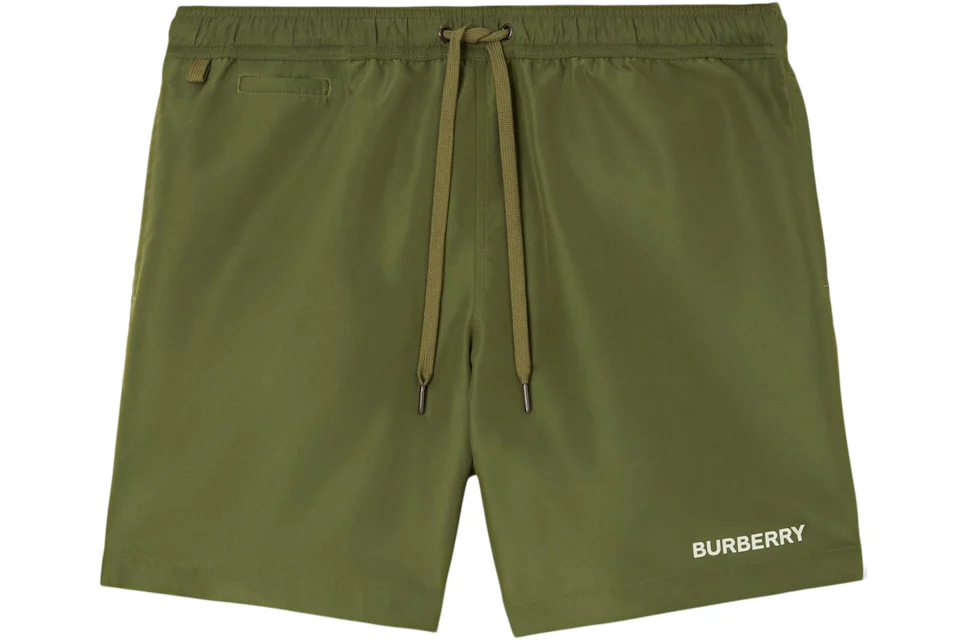 Burberry Logo Detail Swim Shorts Olive/White