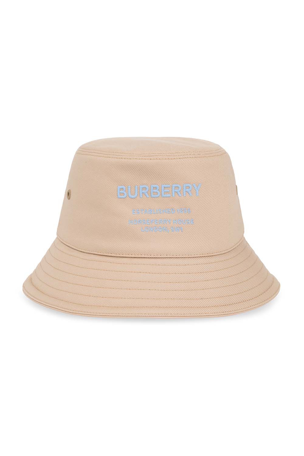Burberry Logo Embroidered Cotton Bucket Hat Soft Fawn - US