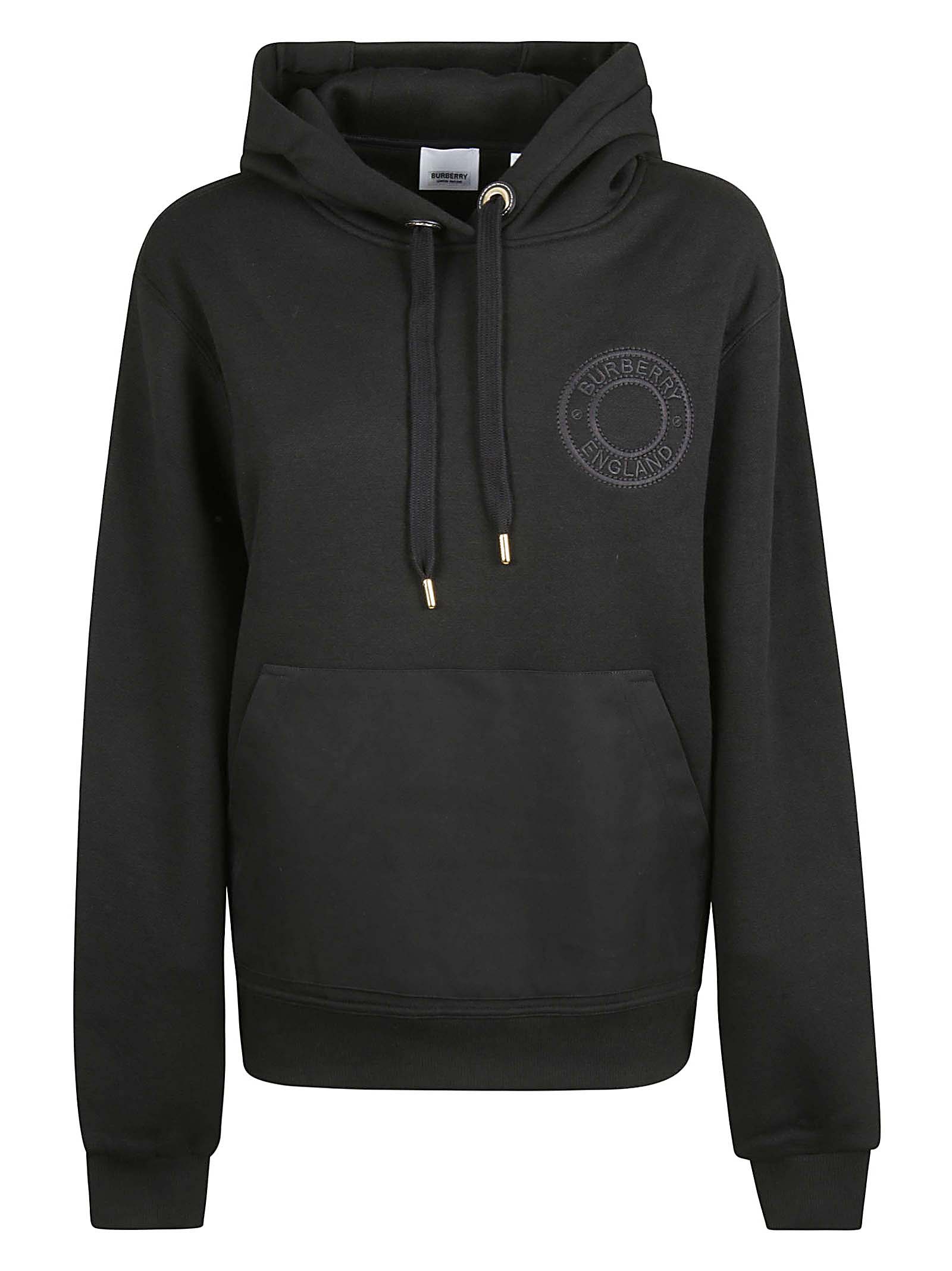 Burberry Logo Embroidered Hoodie Black US