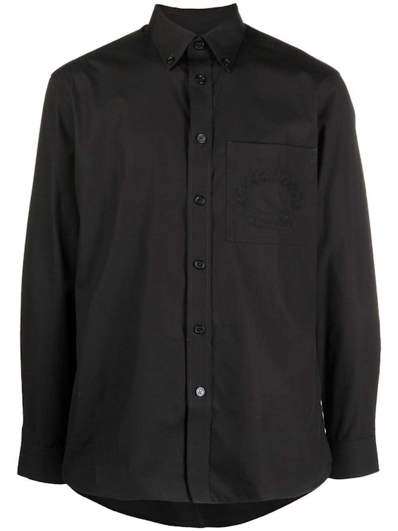 Pre-owned Burberry Logo-embroidered Long-sleeved Shirt Black