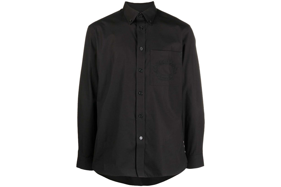 Pre-owned Burberry Logo-embroidered Long-sleeved Shirt Black