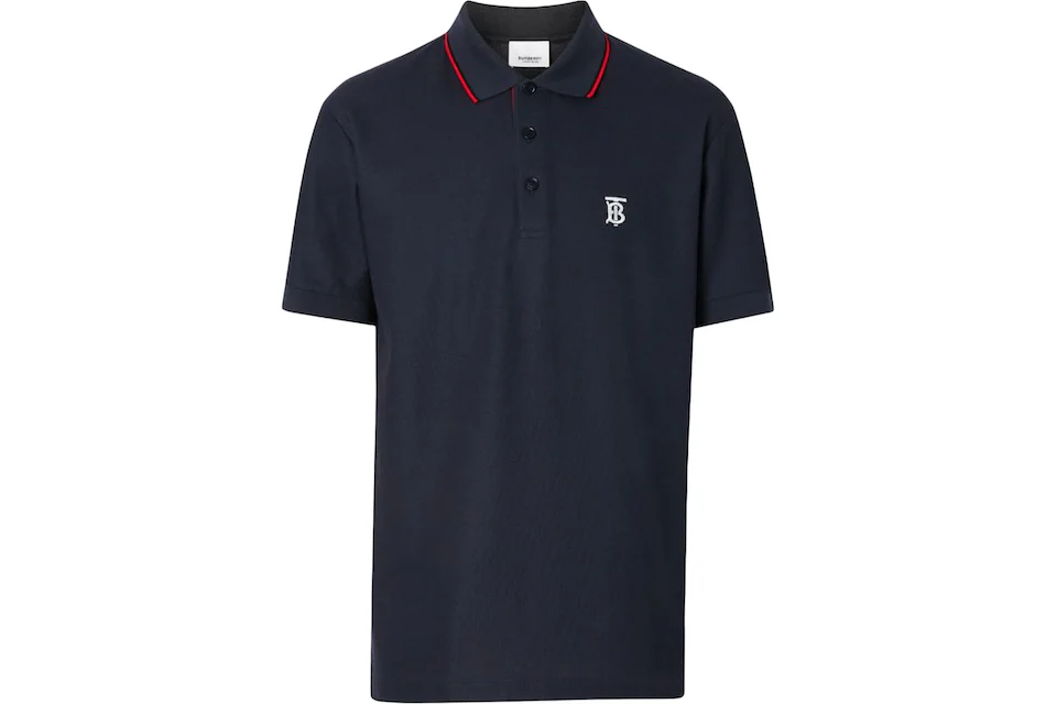 Burberry Logo Embroidered Polo Navy