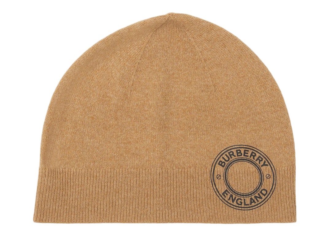 Pre-owned Burberry Logo Graphic Cashmere Blend Beanie Camel