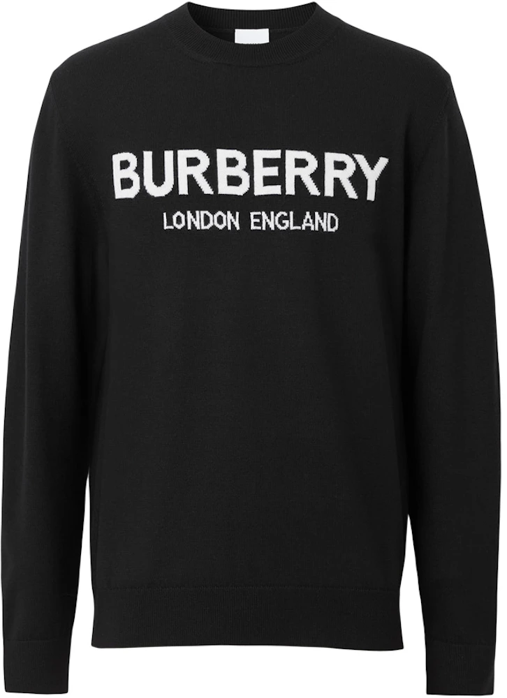Burberry Logo Intarsia Wool Blend Sweater Black/White Men's - SS22 - US