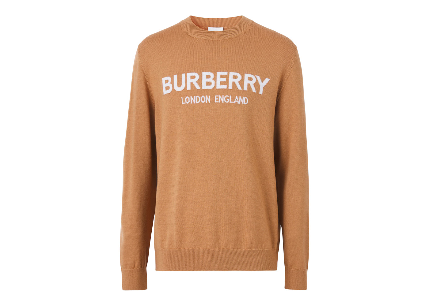 Burberry Logo Intarsia Wool Blend Sweater Camel/White Men's - SS22