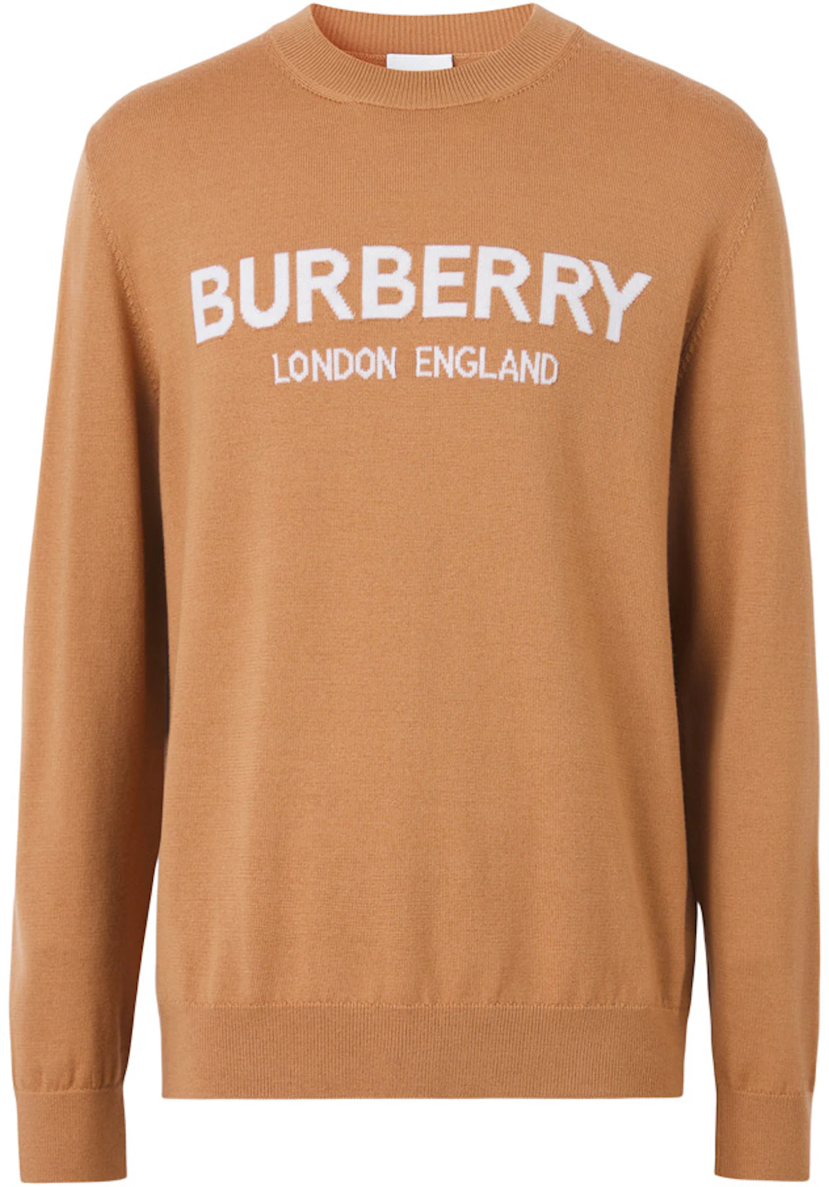 Burberry Logo Intarsia Wool Blend Sweater Camel/White - SS22 - US
