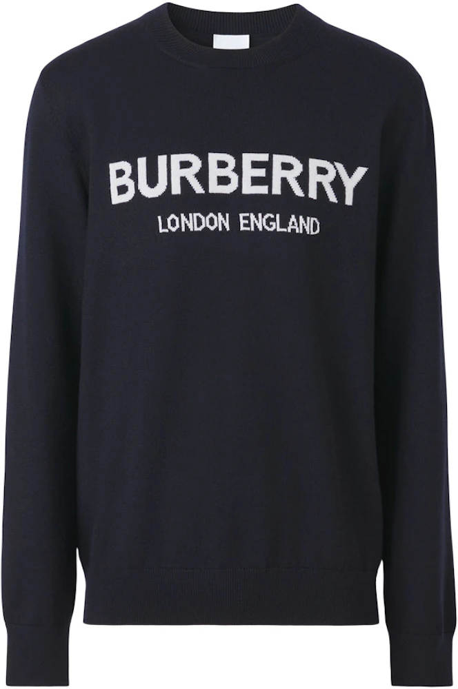 Burberry Logo Intarsia Wool Blend Sweater Caol Blue/White Men's - SS22 - US