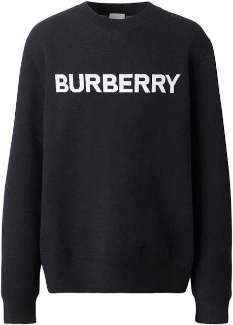 Burberry Logo Intarsia Wool Cotton Sweater Coal Blue - SS23 - US