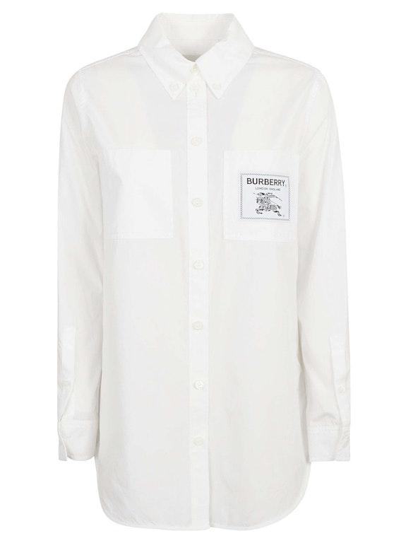 Pre-owned Burberry Logo Patch Shirt White