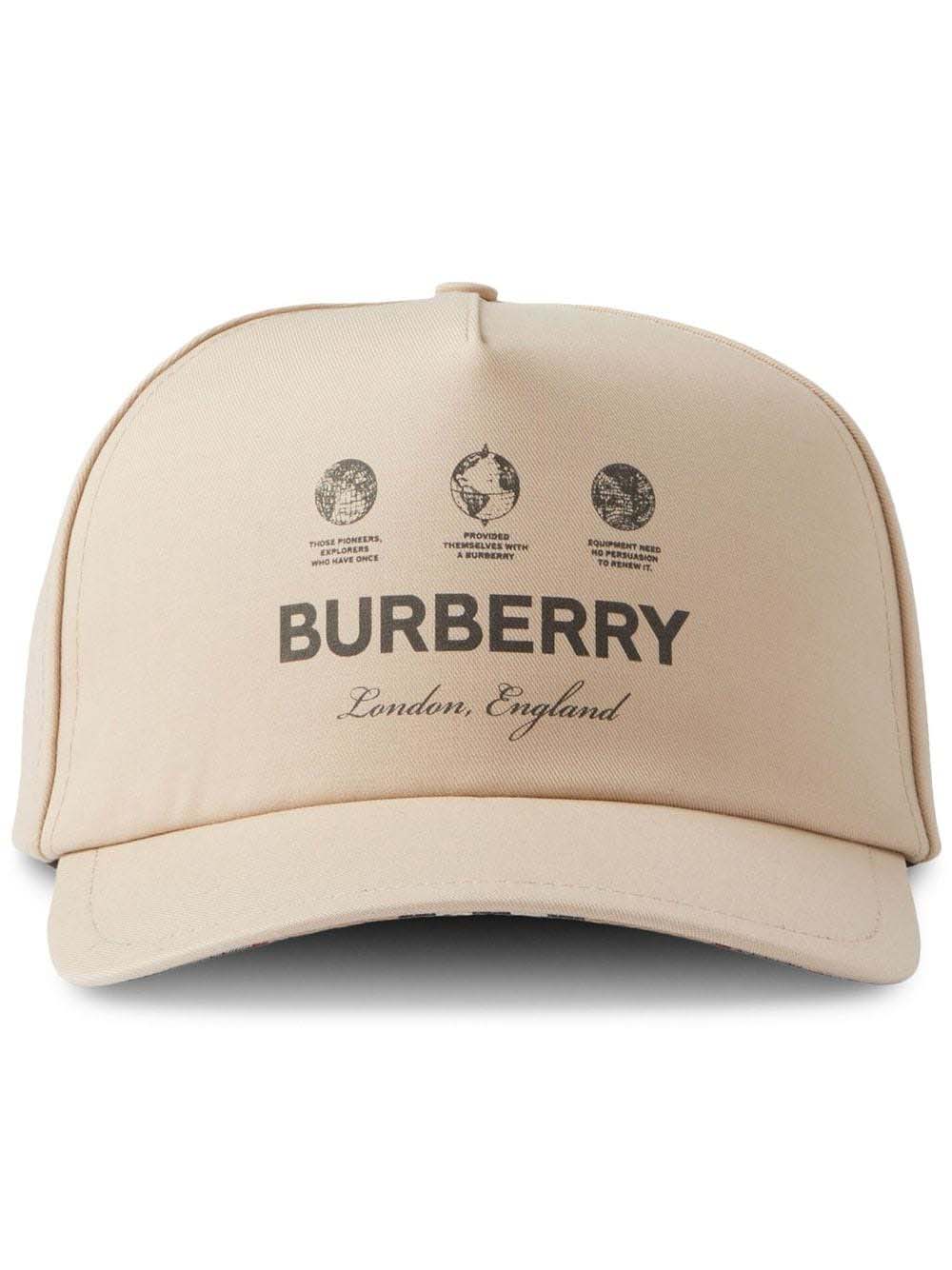 Burberry Logo Print Baseball Cap Sand Beige