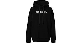 Burberry Logo Print Cotton Hoodie Black/White