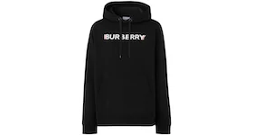 Burberry Logo Print Cotton Hoodie Black