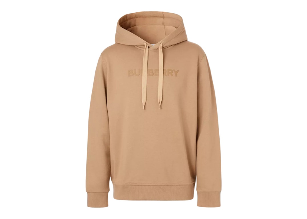 Pre-owned Burberry Logo Print Cotton Hoodie Camel
