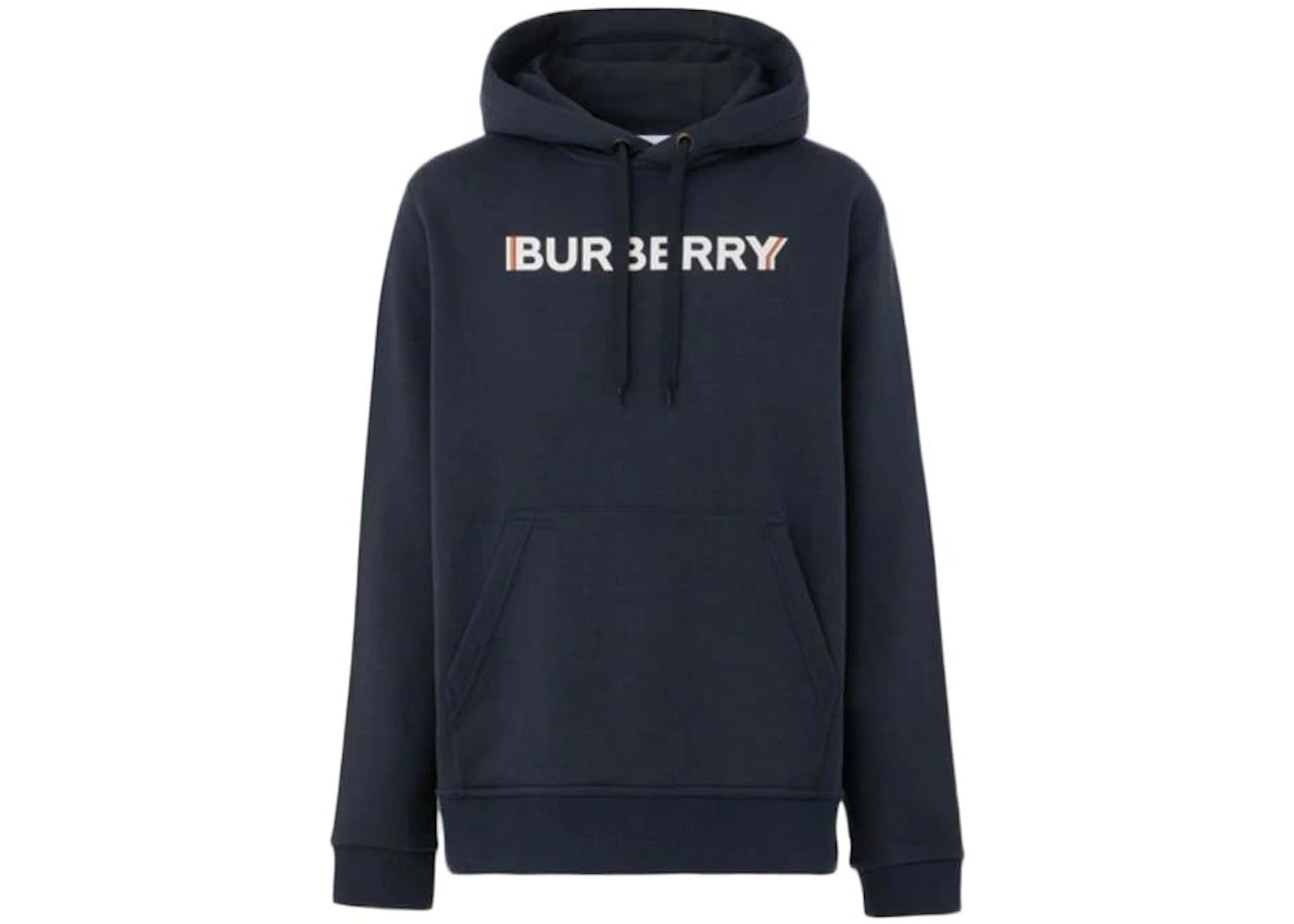 Burberry Logo Print Cotton Hoodie Navy Men's US
