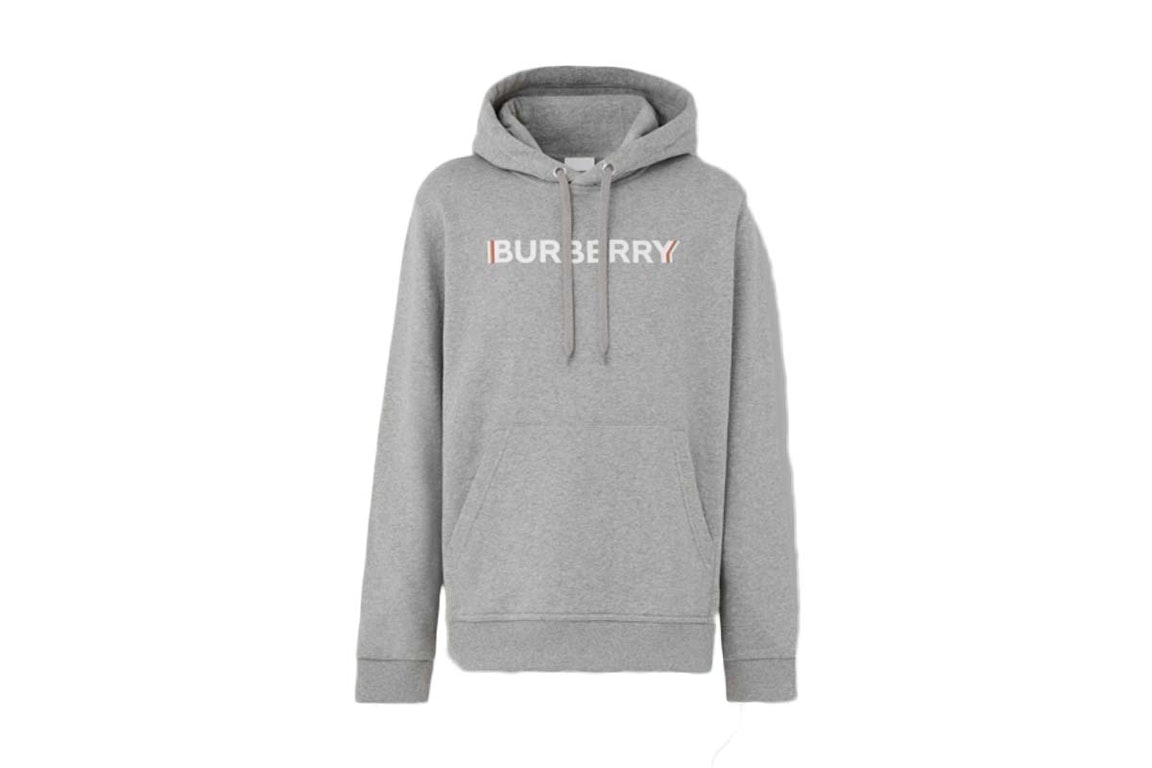 Pre-owned Burberry Logo Print Cotton Hoodie Pale Grey Melange