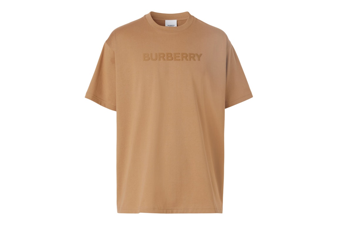 Pre-owned Burberry Logo Print Cotton Oversized T-shirt Camel