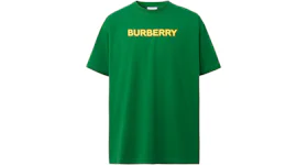 Burberry Logo Print Cotton Oversized T-shirt Ivy Green/Yellow