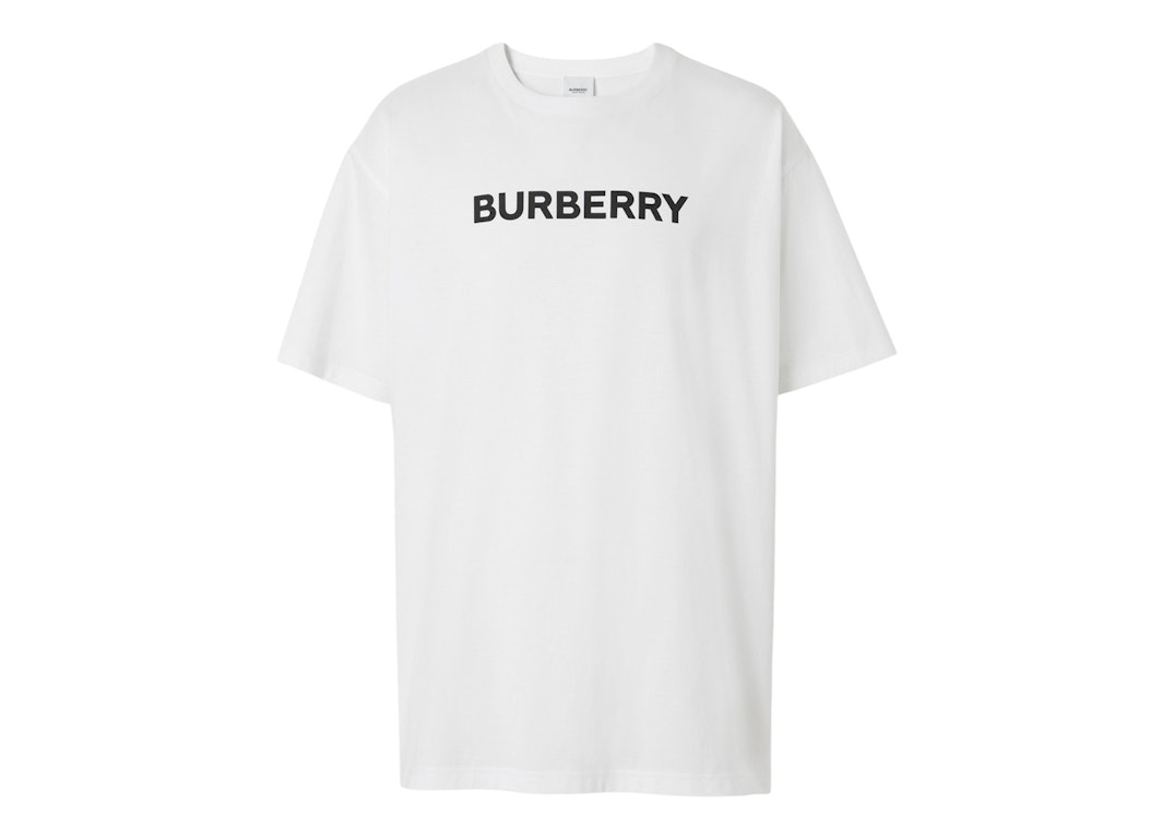 Pre-owned Burberry Logo Print Cotton Oversized T-shirt White/black