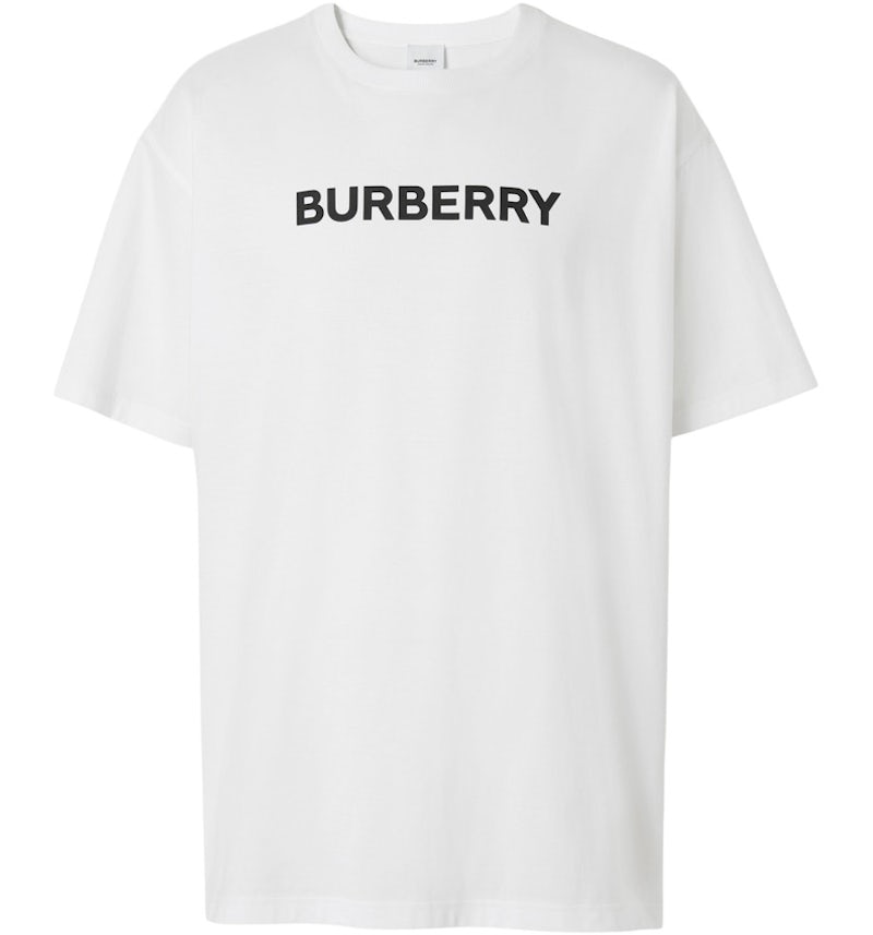 Burberry Logo Print Cotton Oversized T-shirt White/Black Men's