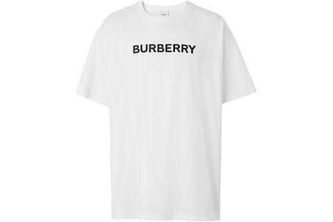 Burberry Logo Print Cotton Oversized T-shirt White/Black Men's