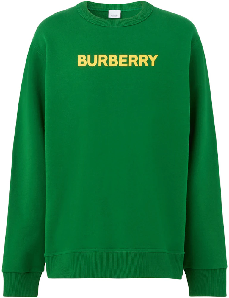 Burberry Logo Print Cotton Sweater Ivy Green/Yellow Men's - SS22 - US