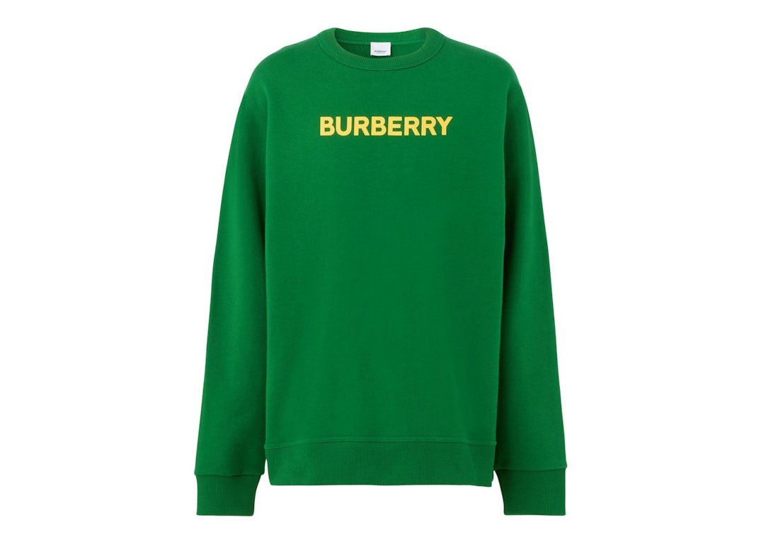 Pre-owned Burberry Logo Print Cotton Sweater Ivy Green/yellow