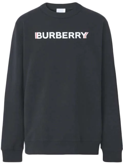 Burberry Logo Print Cotton Sweatshirt Black Men\'s - US