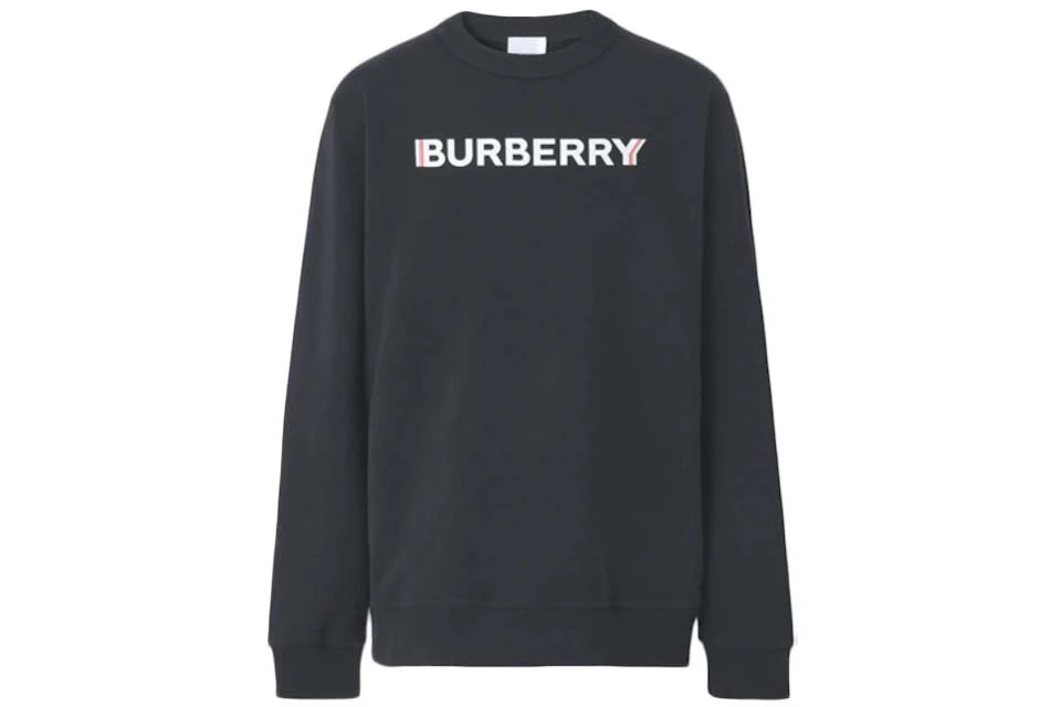 Burberry Logo Print Cotton Sweatshirt Black Men\'s - US
