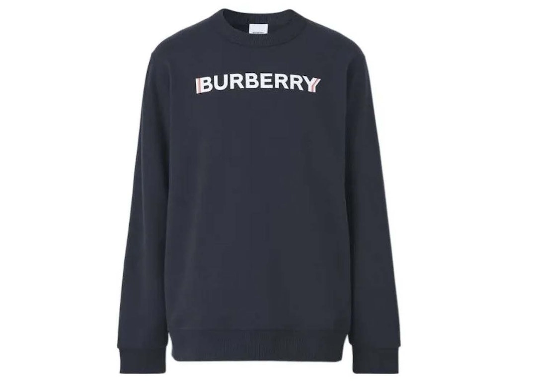 Pre-owned Burberry Logo Print Cotton Sweatshirt Navy