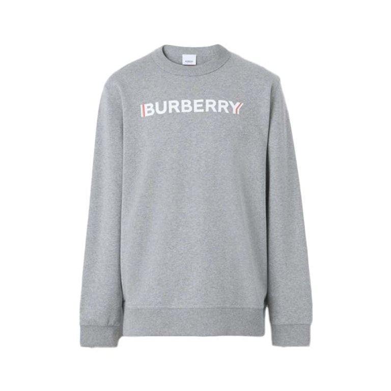 Pre-owned Burberry Logo Print Cotton Sweatshirt Pale Grey Melange