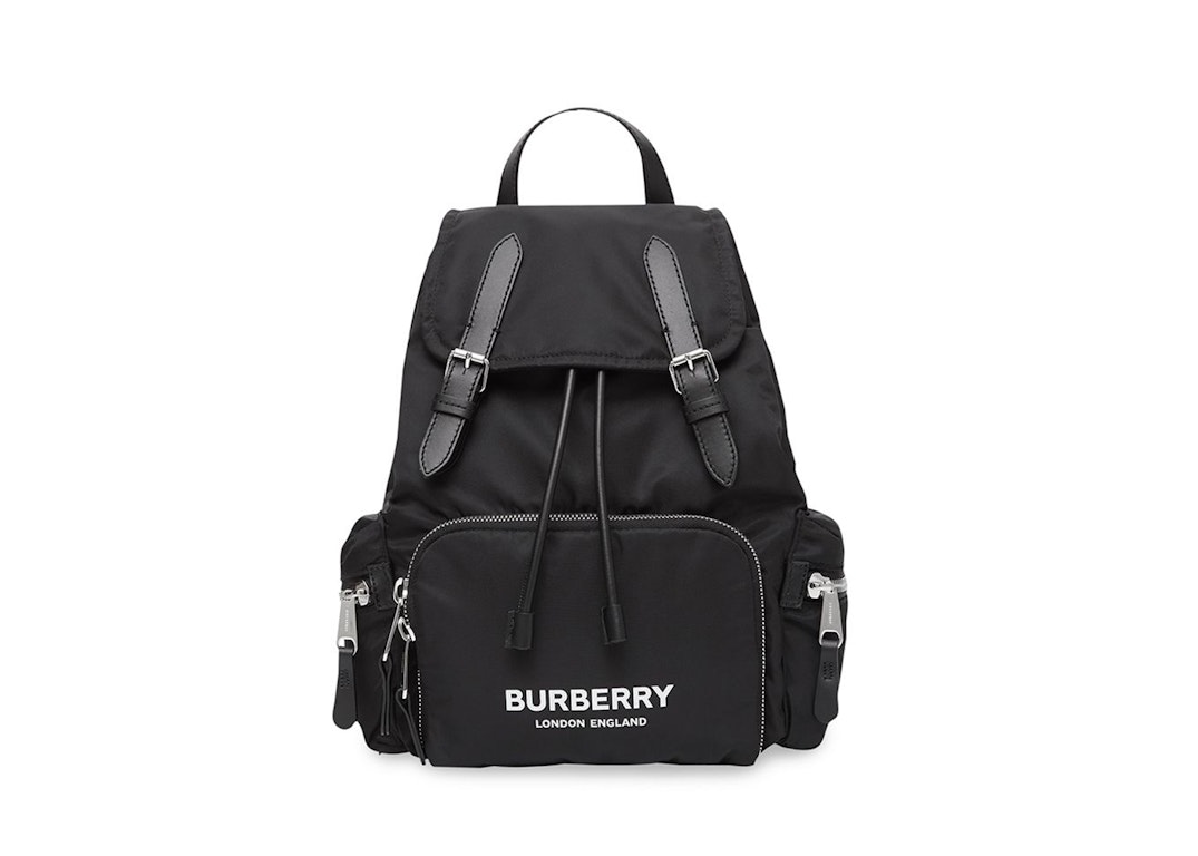 Pre-owned Burberry Logo Print Econyl Nylon Backpack Black