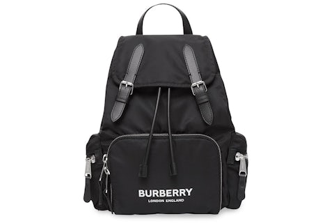 Burberry Logo Print Econyl Nylon Backpack Black in Nylon with