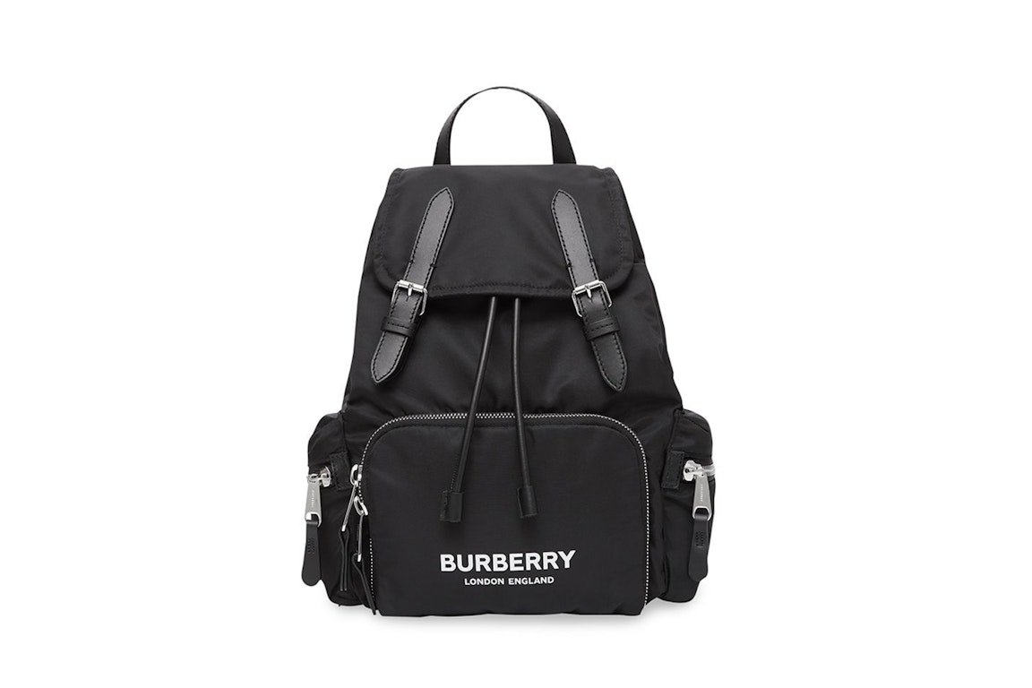 Pre-owned Burberry Logo Print Econyl Nylon Backpack Black