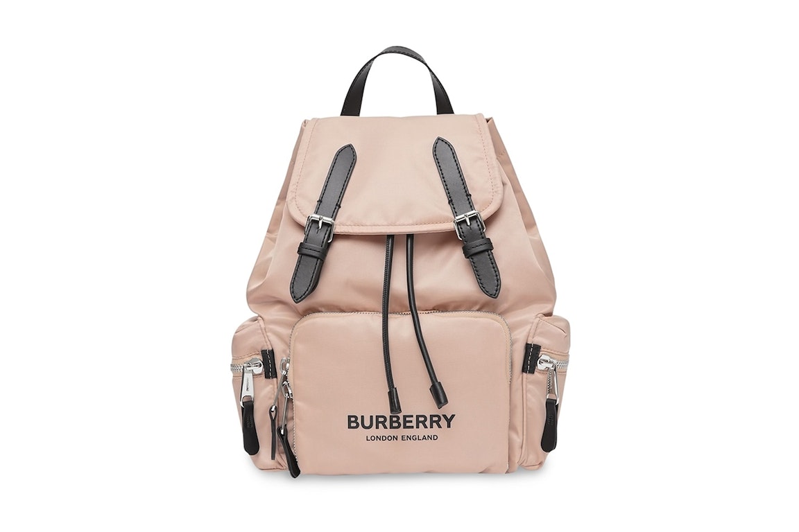 Pre-owned Burberry Logo Print Econyl Nylon Backpack Pink