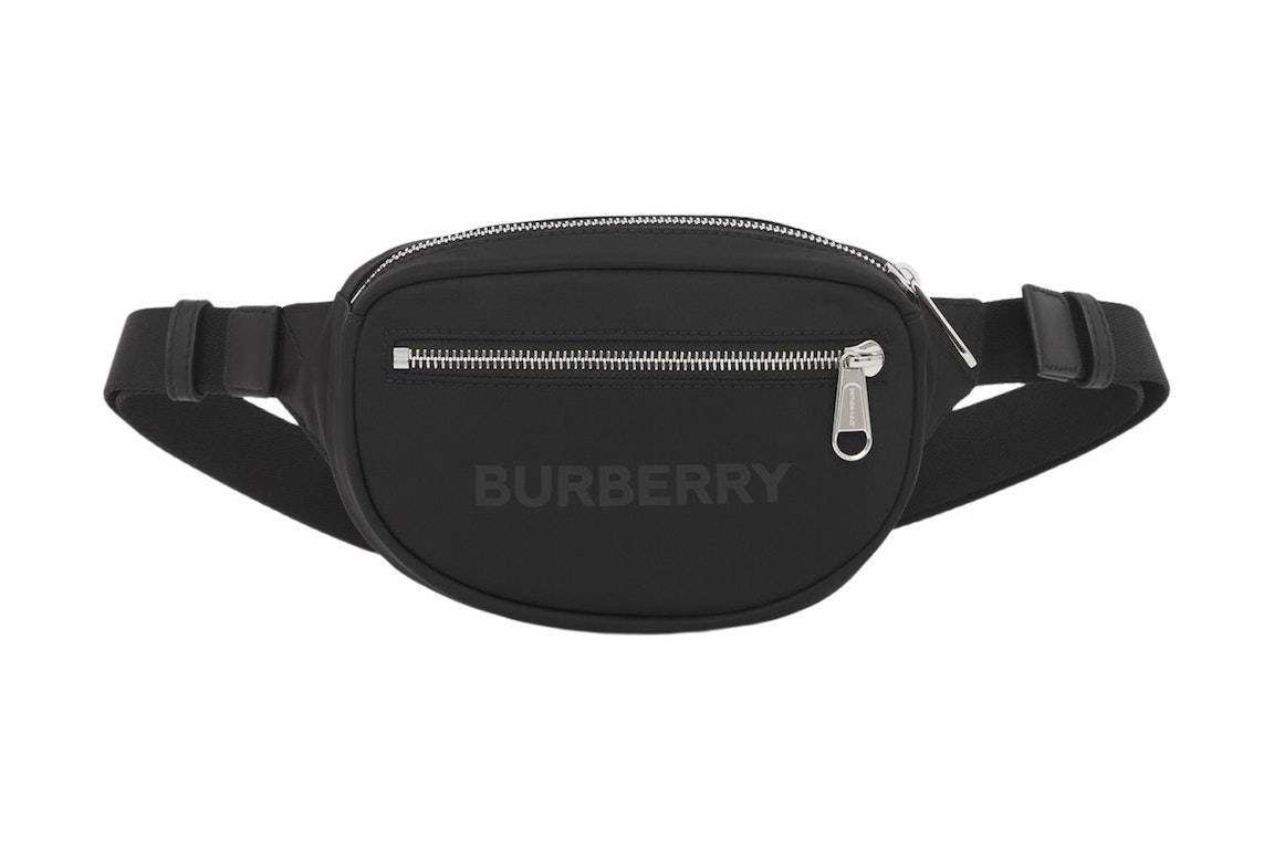 Pre-owned Burberry Logo Print Nylon Cannon Bum Bag Small Black
