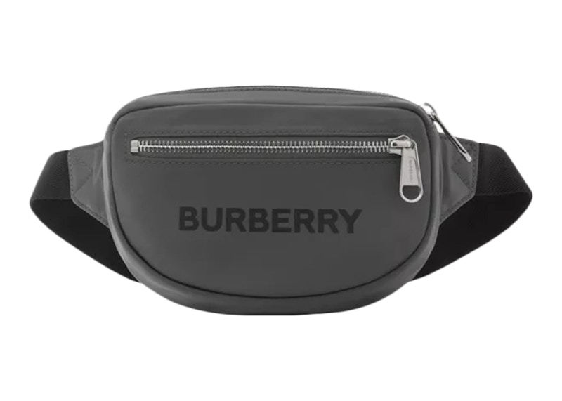 Burberry Logo Print Nylon Cannon Bum Bag Small Grey in Econyl with