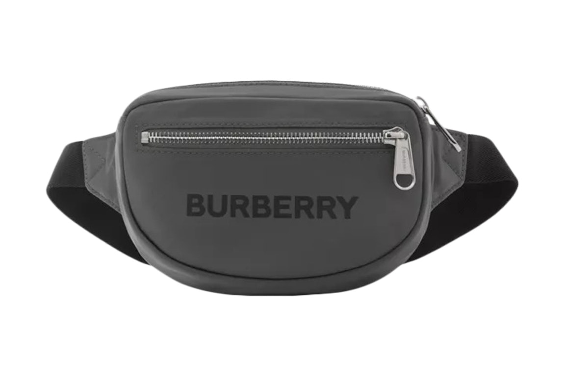 Pre-owned Burberry Logo Print Nylon Cannon Bum Bag Small Grey