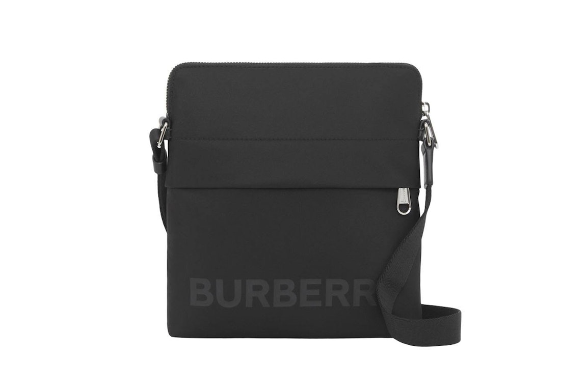 Pre-owned Burberry Logo Print Nylon Crossbody Bag Black