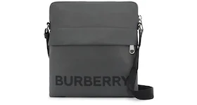 Burberry Logo Print Nylon Crossbody Bag Charcoal Gray