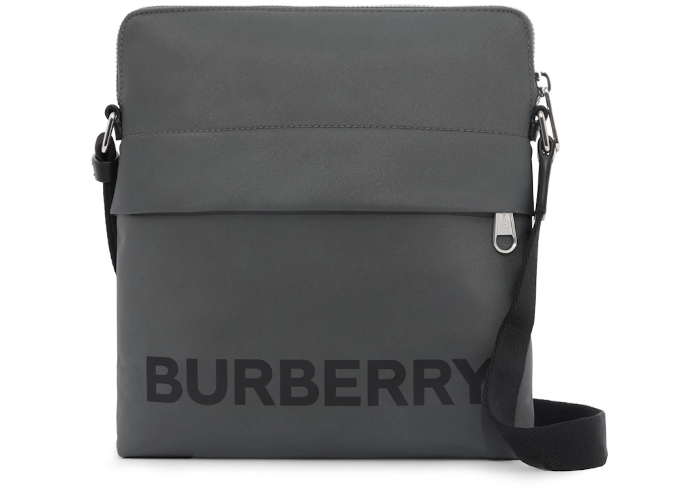 Burberry Logo Print Nylon Crossbody Bag Charcoal Gray in Nylon with ...