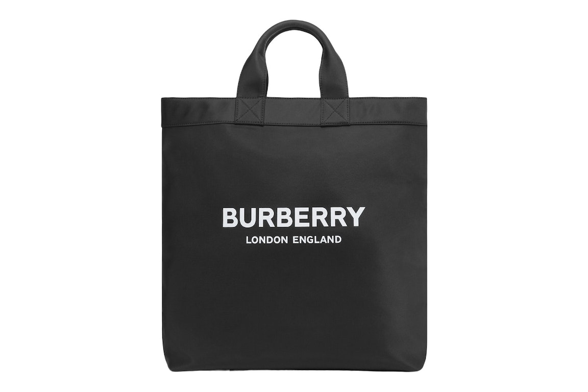 Pre-owned Burberry Logo Print Nylon Tote Bag Black