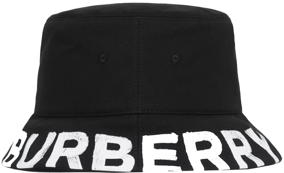kunstmest Milieuvriendelijk Theoretisch Burberry Reversible Logo Print Cotton Gabardine Bucket Hat Black in Cotton  - US