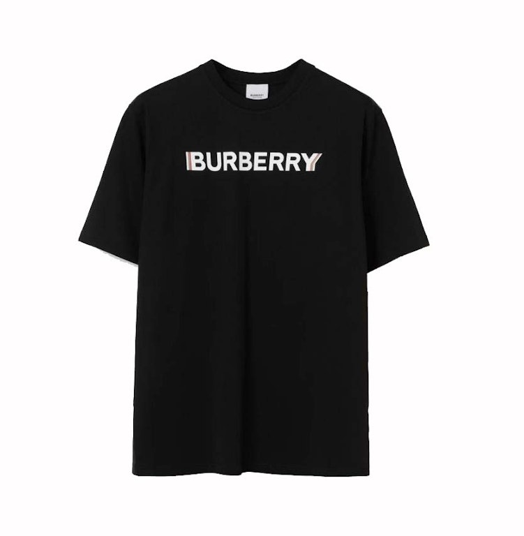 Pre-owned Burberry Logo Print T-shirt Black/white