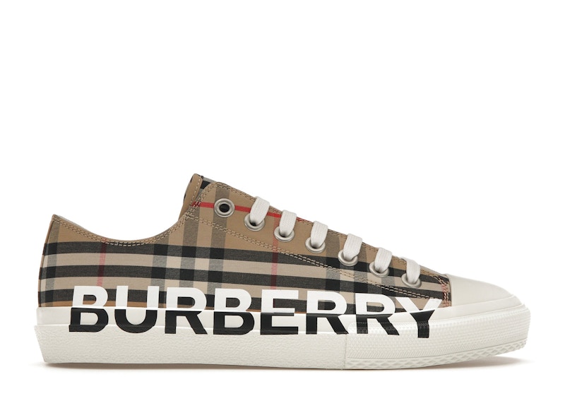 Burberry Logo Print Vintage Check Cotton Sneakers Archive Beige