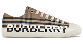 Burberry Logo Print Vintage Check Cotton Sneakers Archive Beige (Women's)