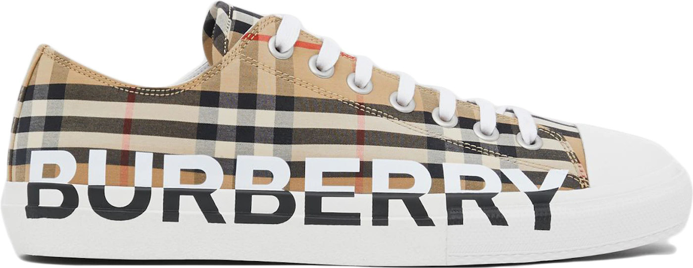 Retro Cool: Burberry Logo-Print Vintage Check Sneakers - Shoe Effect
